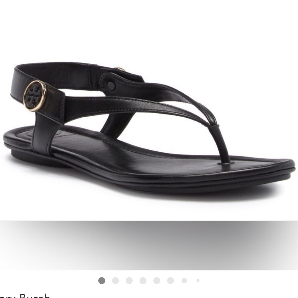 Tory Burch Minnie Black Leather Ankle Strap Sandal
